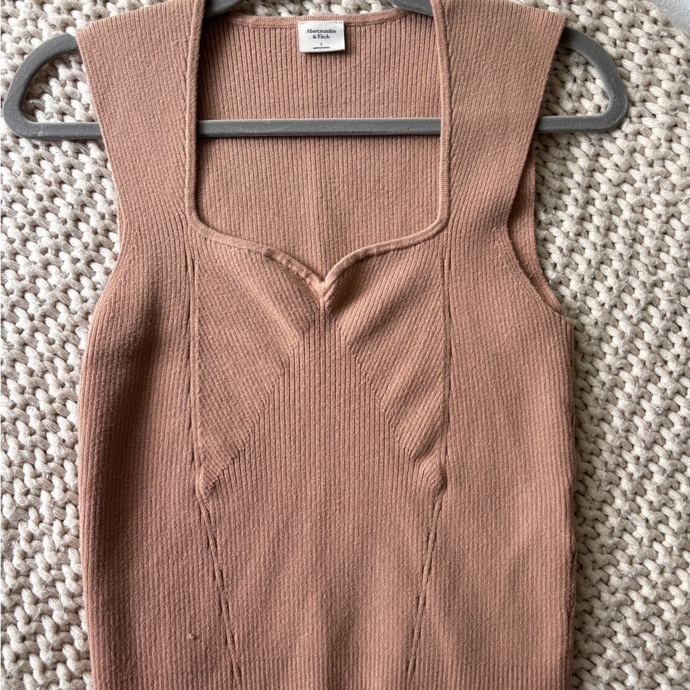 Abercrombie & Fitch Brown Ribbed Knit Top